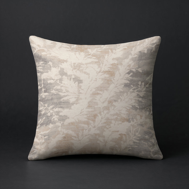 Coussin décoratif intérieur et extérieur Modern, Ivoire / beige / gris floral, Carré 20 po