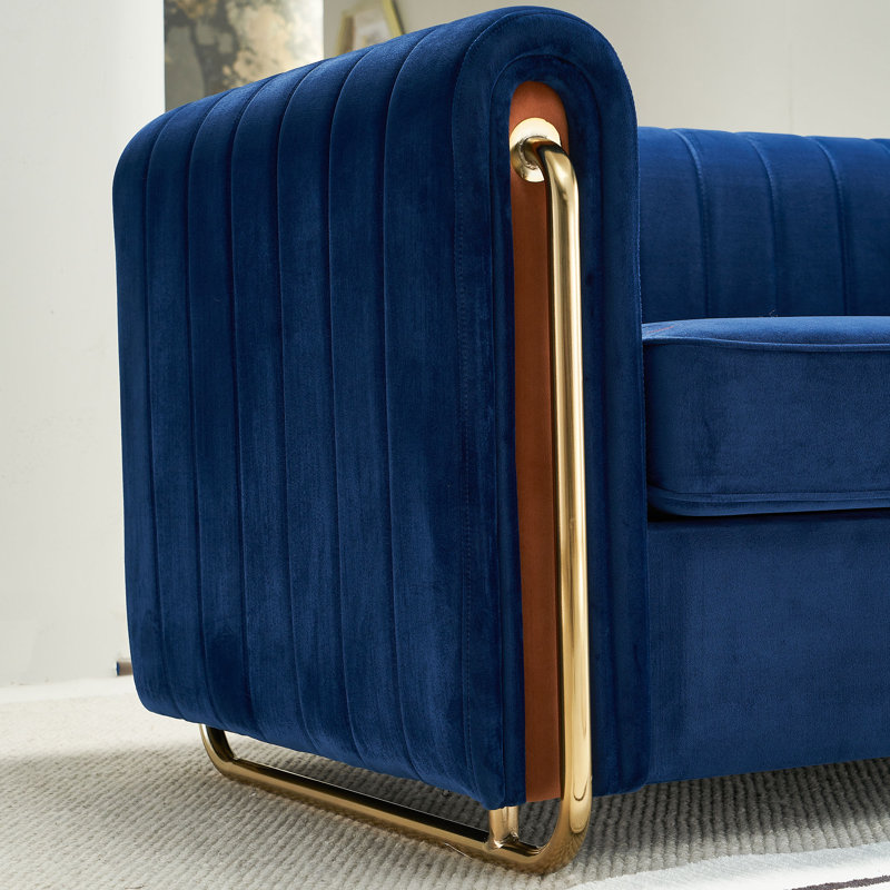 Canapé 84,4 po, Velours bleu