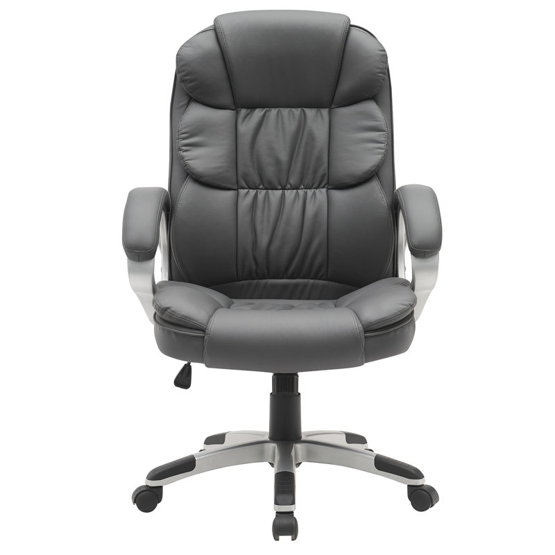 Black Big And Tall Leather Office Chair Adjustable High Back Task Chair With High Back/Footrest/Lumbar Cushion/Adjustable Height
