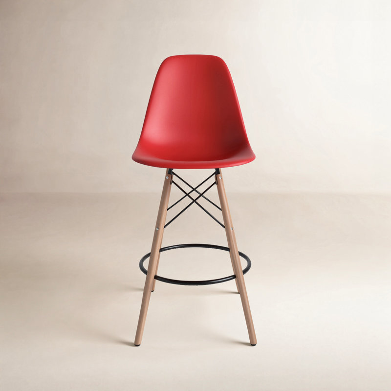 Jordan Bar & Counter Stool, Red/Natural, Counter Stool (26" Seat Height)