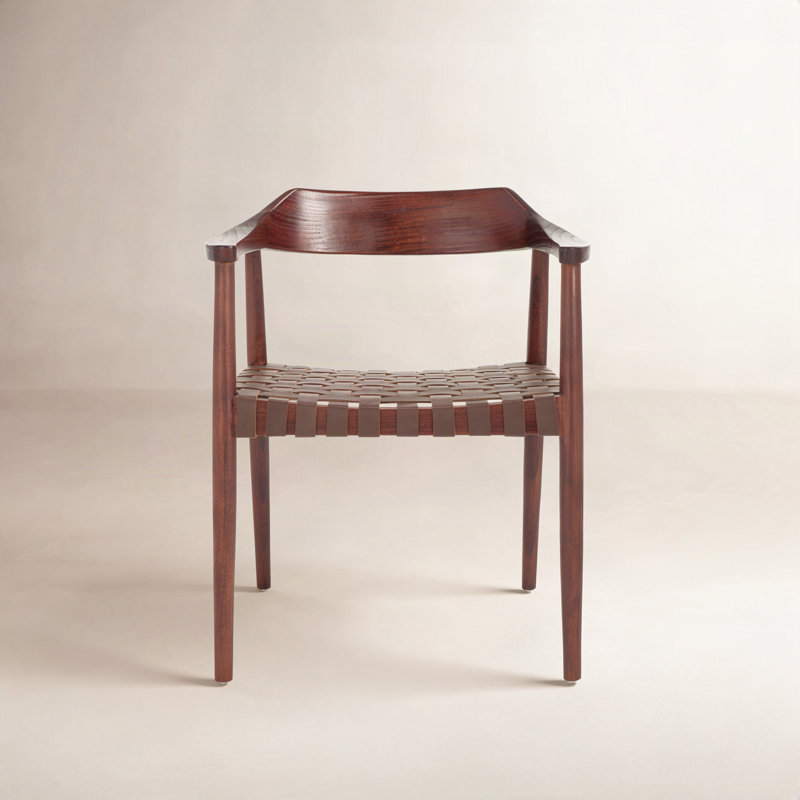Noreen Accent Chair, Walnut, Cognac Genuine Leather