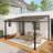 10X12ft Pergola with Sloped Roof, 4-Pillar PC Top Patio Shade Structure for Garden, Backyard & Deck