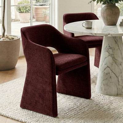 19" Seat Height Upholstered Chenille Dining Armchair