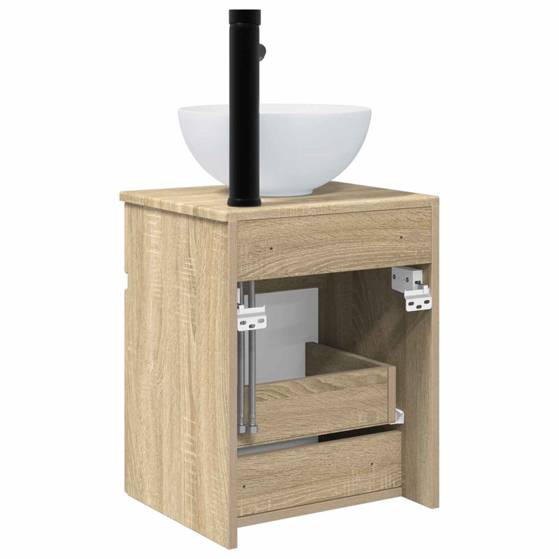 Single Bathroom Vanity with Ceramic Basin, Sonoma Oak