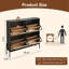 Space-Saving Rattan Shoe Cabinet With 4 Flip-Down Doors – Elegant Narrow Storage For Entryways & Hallways