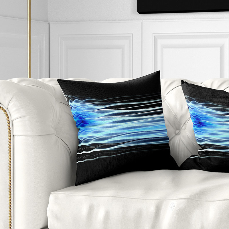  Coussin abstrait à vagues fractales, 16 po x 16 po, Coussin décoratif