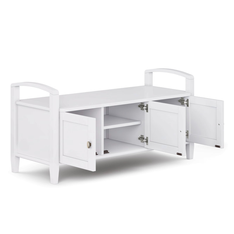Banc de rangement de style transitionnel, Blanc