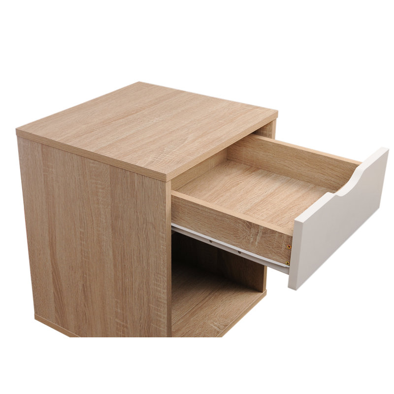 Wilkens 40cm W Manufactured Wood Bedside Table, Oak/White
