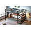 Grand lit mezzanine avec bureau et escalier de rangement, lits mezzanine en métal avec lumières DEL, ports USB-1170681924