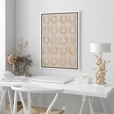 Neutral Western Horseshoe Pattern Luck Symbol Framed Canvas Master Bedroom Wall Art Work Print