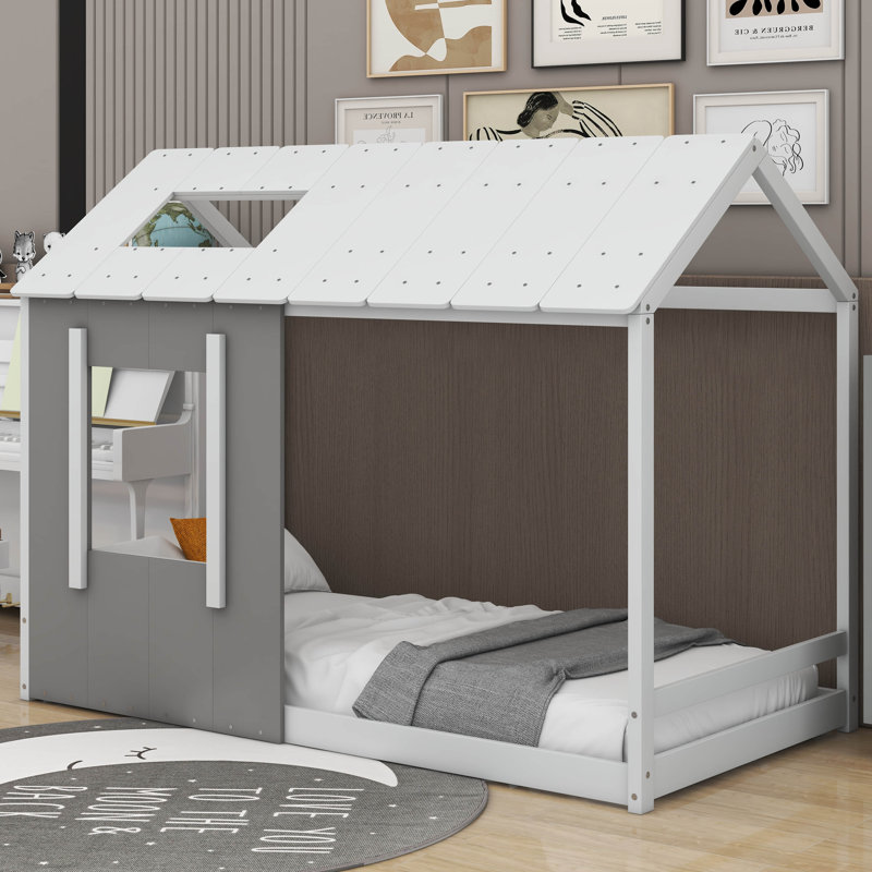 Wipert Platform Bed, White/Antique Gray