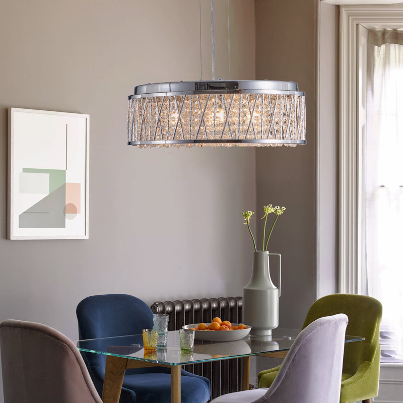 Plafonnier - lustre en cristal de style moderne 19 pouces en aluminium + fer encastré rond