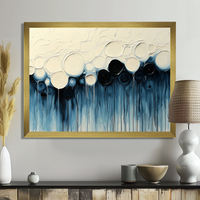 Whisnant Drip Peinture Aqua, Reproduction encadrée d'une seule photo, H 30 po x l 40 po, Doré