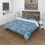 Ensemble de housse de couette bohémien Blue Hippie Boho Feathers - Microfibre polyester-825135589-825135591