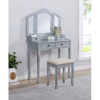 Ensemble coiffeuse et tabouret en bois Sanlo