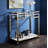 Neilo Rectangular Bar Cart in Clear and Wire Brass