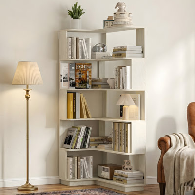Freestanding L-shaped corner bookshelf