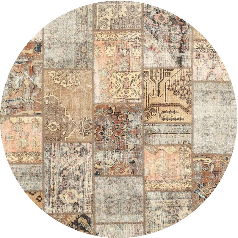 Tapis beige/brun contemporain, Rond 4 pi