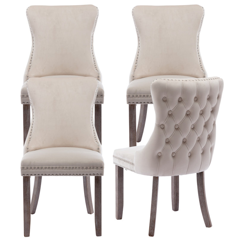Chaise parsons rembourrée Seita, 4, Brun, Beige