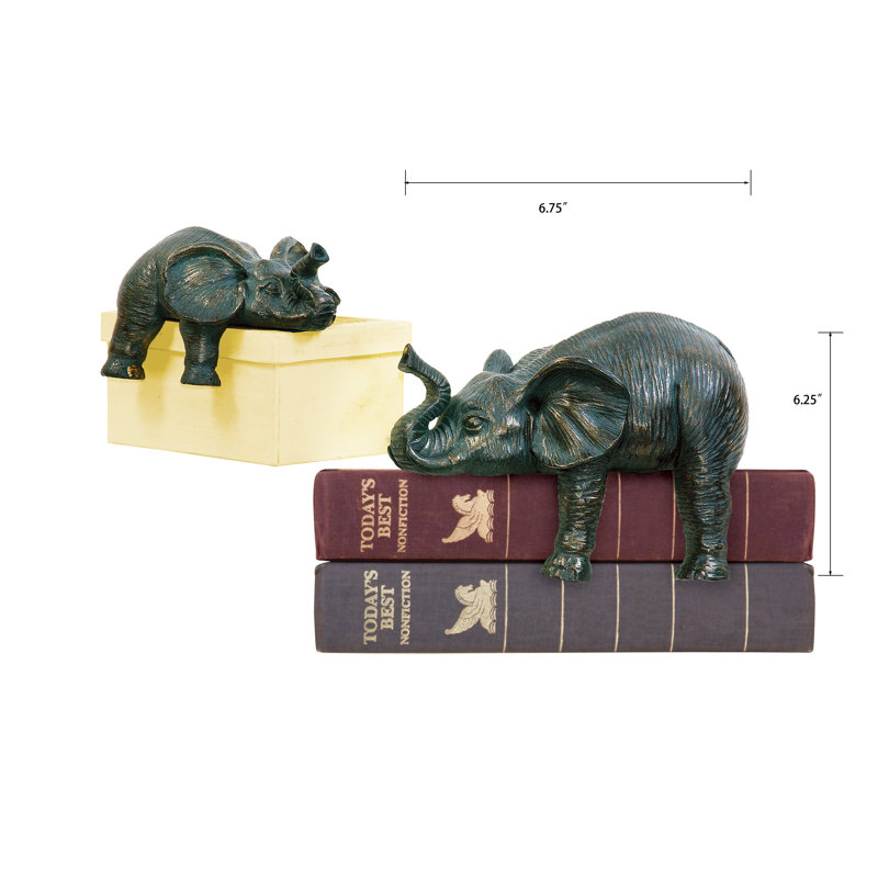 Serre-livres éléphant Sprawling - ensemble de 2