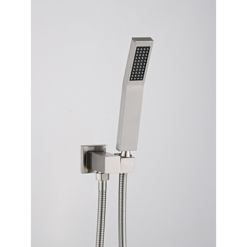 Ceiling Mounted Shower System - Brushed Nickel Stainless Steel With Handheld And 16" Head For Natural Rainfall Experience Self-Cleaning Nozzle Protection