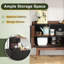 Buffet Buffet Buffet moderne de 55 pouces avec portes escamotables Buffet en bois avec rebord surélevé-1157452464