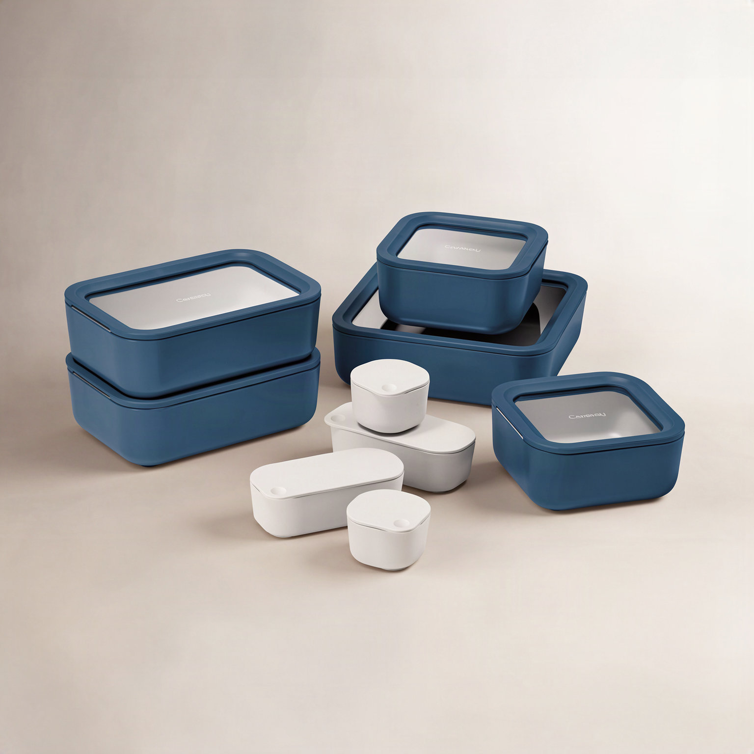 Caraway 14-Piece Glass Food Storage Set, Navy