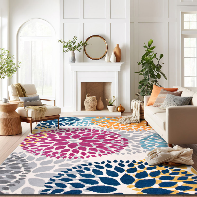 Tapis rose / bleu / bleu sarcelle arrière-plan, Rectangle 3 pi 1 po x 5 pi