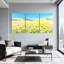 Paysage et nature champ de fleurs avec abeilles et montagnes, ensemble de 3 impressions sur toile-1256733593