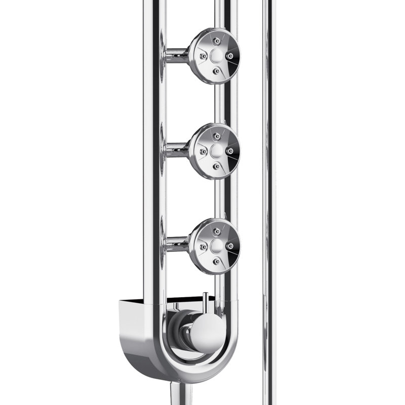 Système de douche à jet de pluie 8 po avec jets à 3 corps et douche à main multifonctionnelle Saturn Chrome