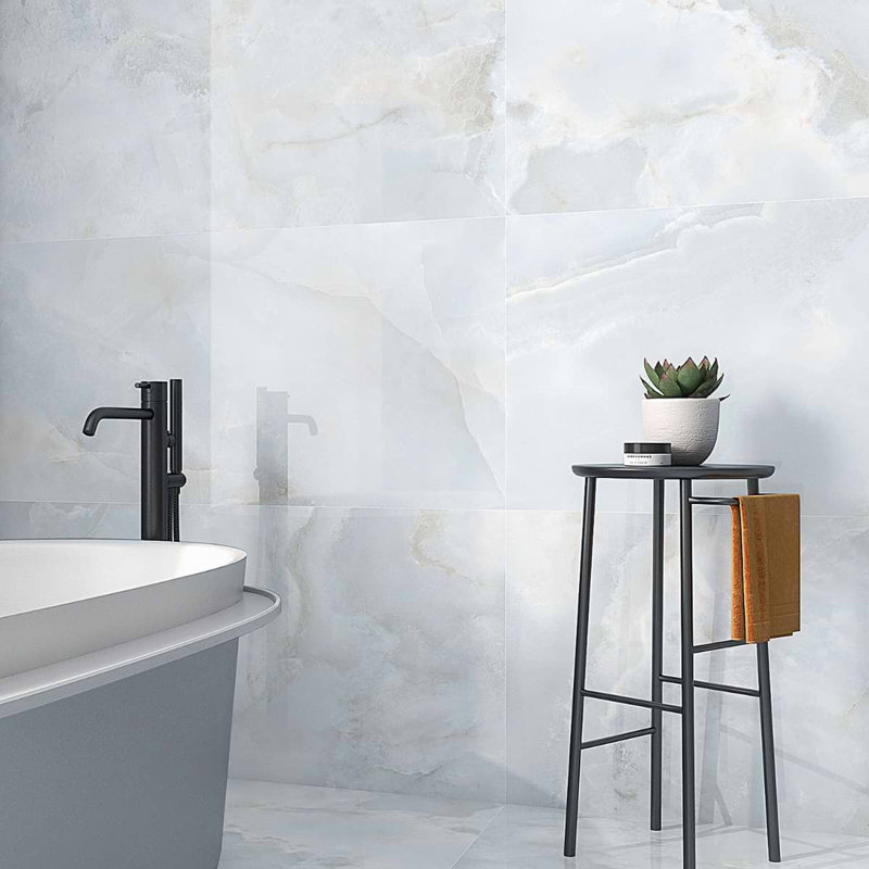 Jewel Onyx 24X48 Polished Porcelain Tile, Pearl