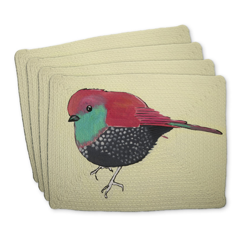 Little Purple Bird Braided Polyester Placemats | Set of 4