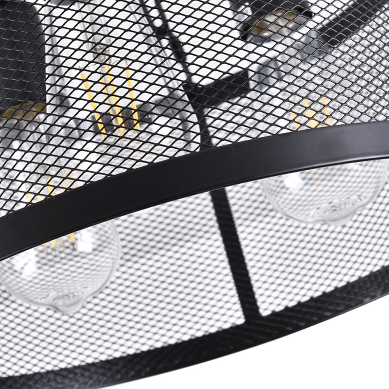 Plafonnier rond réglable en fer noir mat à 3 lampes