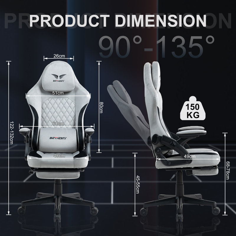 Metro Lane Adjustable Swiveling PC & Racing Game Chair, Light Grey