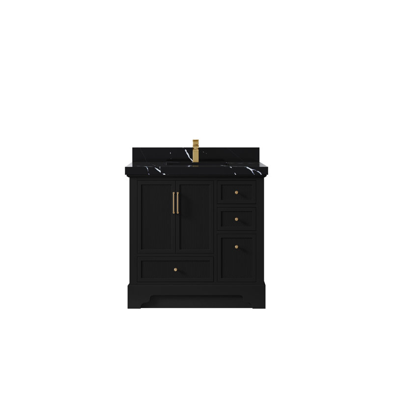 Meuble-lavabo simple 36 po avec plateau en quartz Alys
