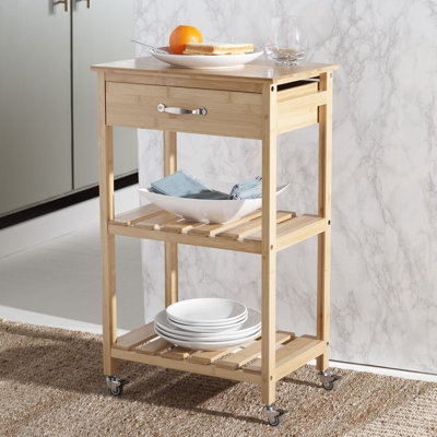 Laurisa 18.5 " W Kitchen Cart with Solid Wood Top