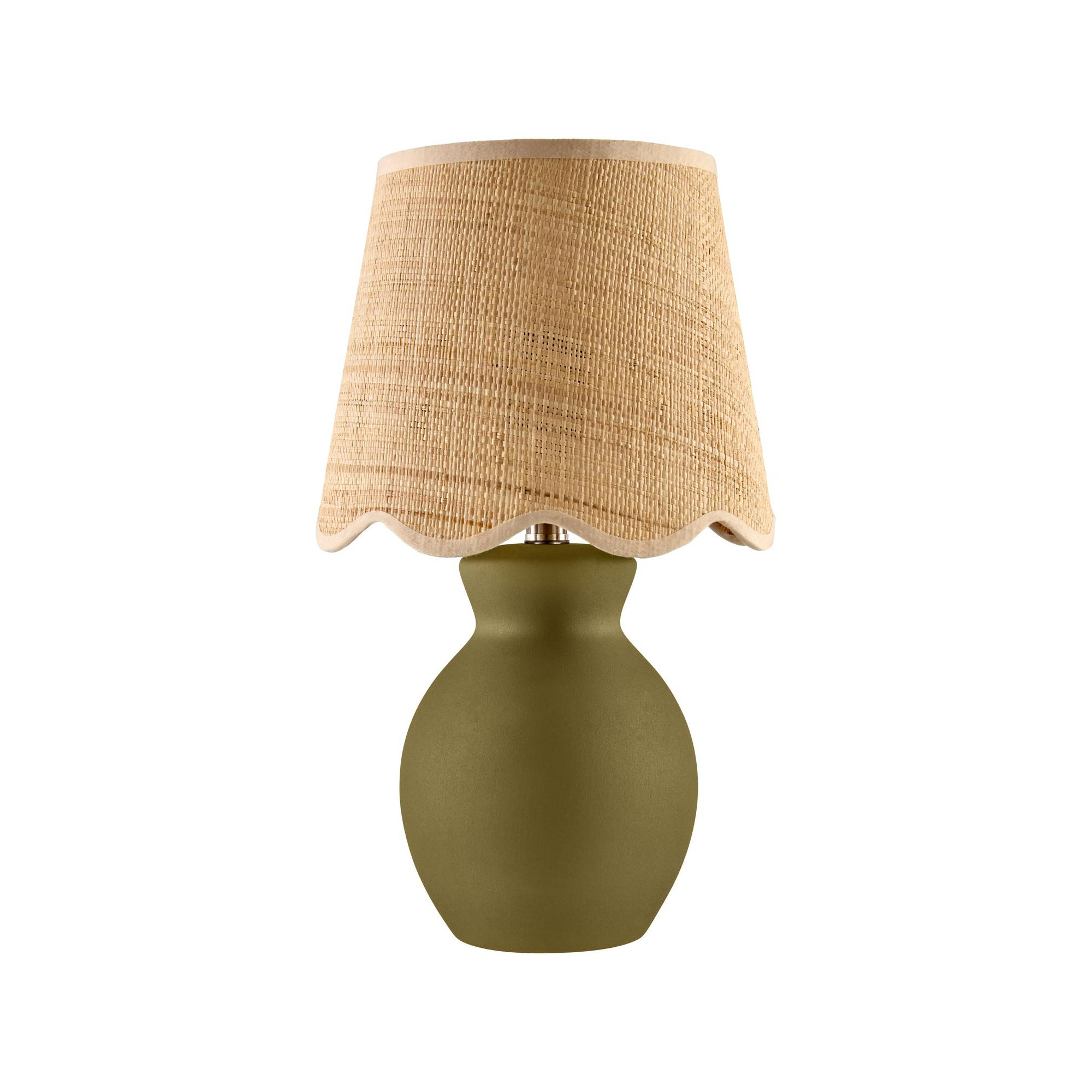 Momsen Scallop Shade Matte Lamp, Green, Natural, 15"H x 8"W x 8"D