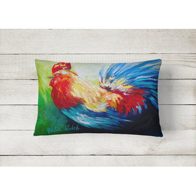 Rooster Outdoor Reversible Throw Pillow