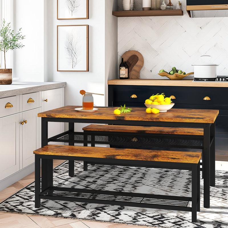 Adrija 4 - Person Four Leg Dining Set, Rustic Brown
