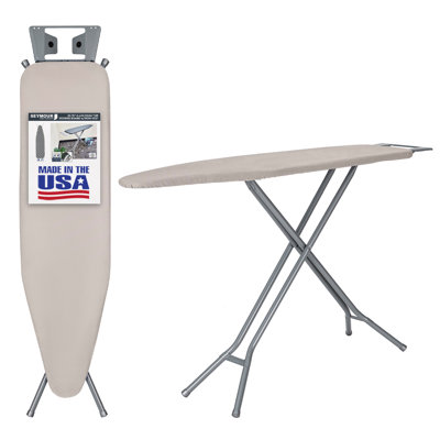 Seymour Home Products Adjustable Height 4 Leg Ironing Board with Mesh Top and Iron Rest