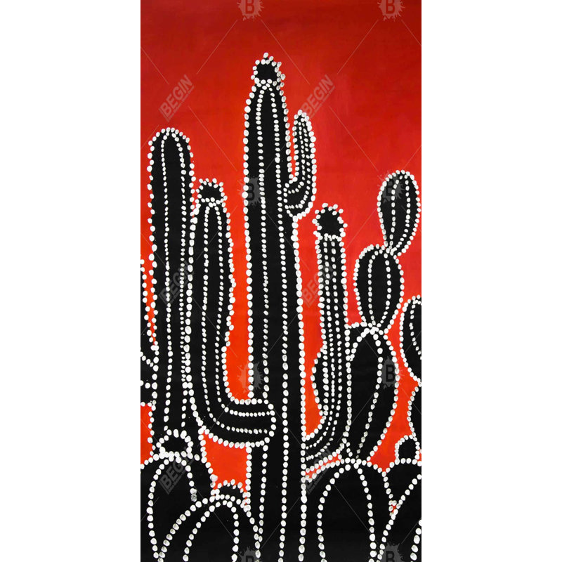 Black tall cactus - 15.75"x31.50" Desk mat