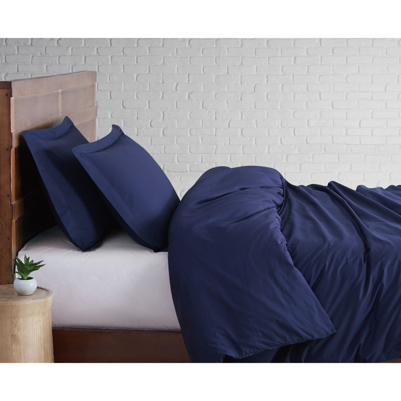 Navy Cotton Duvet Set with Button Closure
