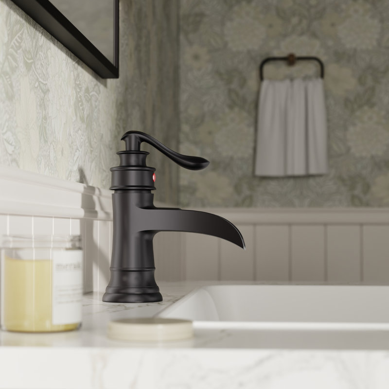 Robinet de salle de bains monotrou avec ensemble de drainage, Noir mat