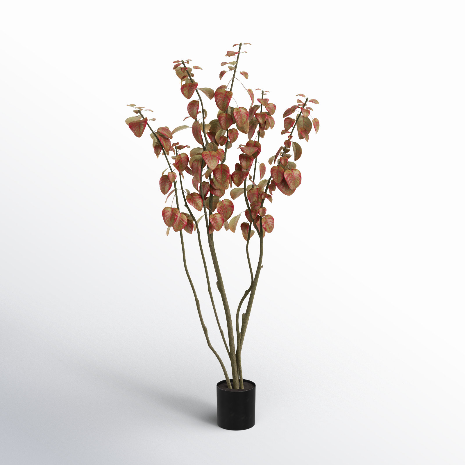 4' Artificial Potted Cotinus Coggygria Tree, Red