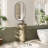 Homary 19.29'' Gray Fireclay Circular Bathroom Sink