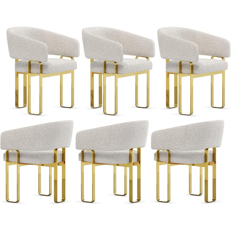 Fauteuil de salle à manger rembourré White, 6
