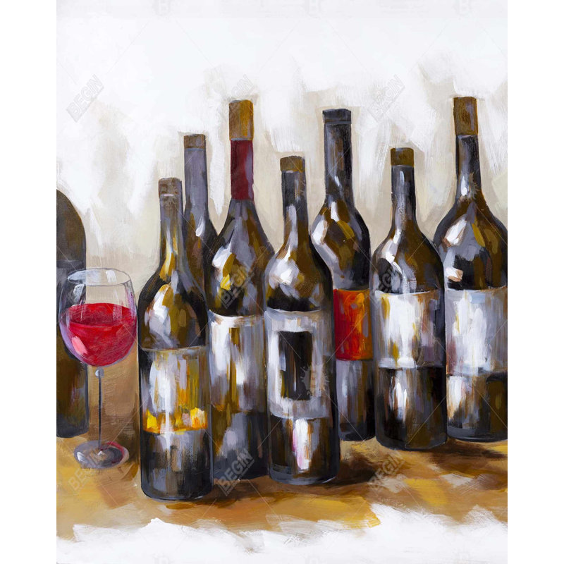 Bouteilles de vin rouges - Toile de cuisine contemporaine