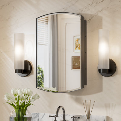 Arch Medicine Cabinet with Storage, Beveled Glass, Adjustale Shelves,Metal Frame