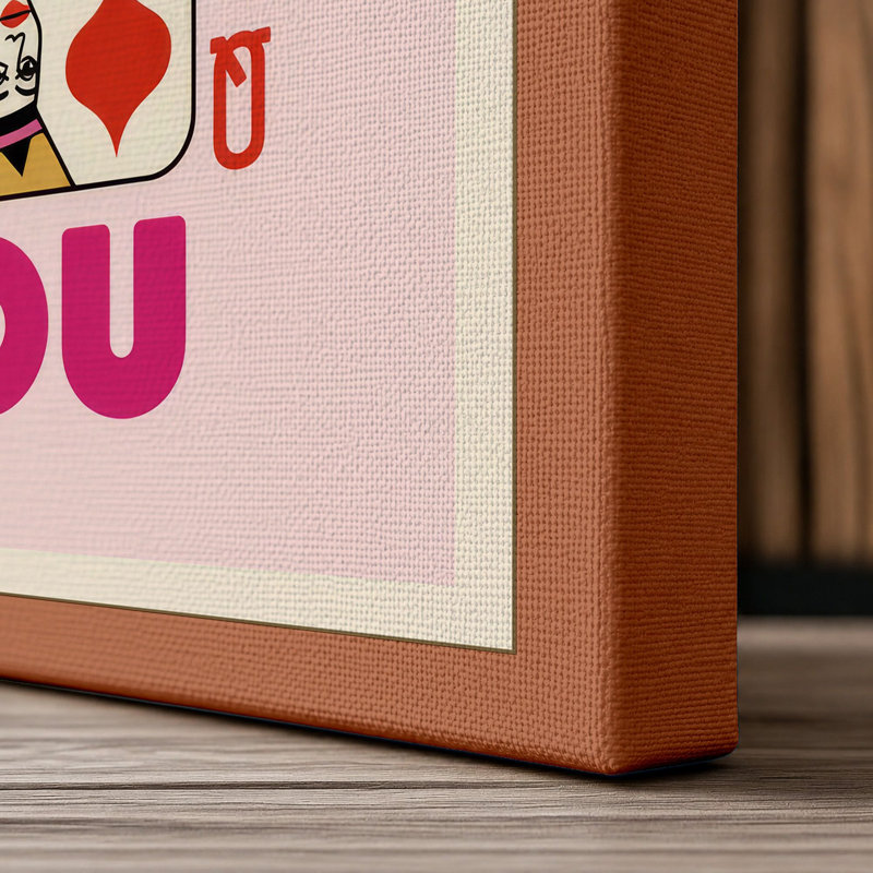 Lucky You Playing Card Retro - Wrapped Canvas, 18x12 - 45.7 x 30.5 cm, Terracotta Border