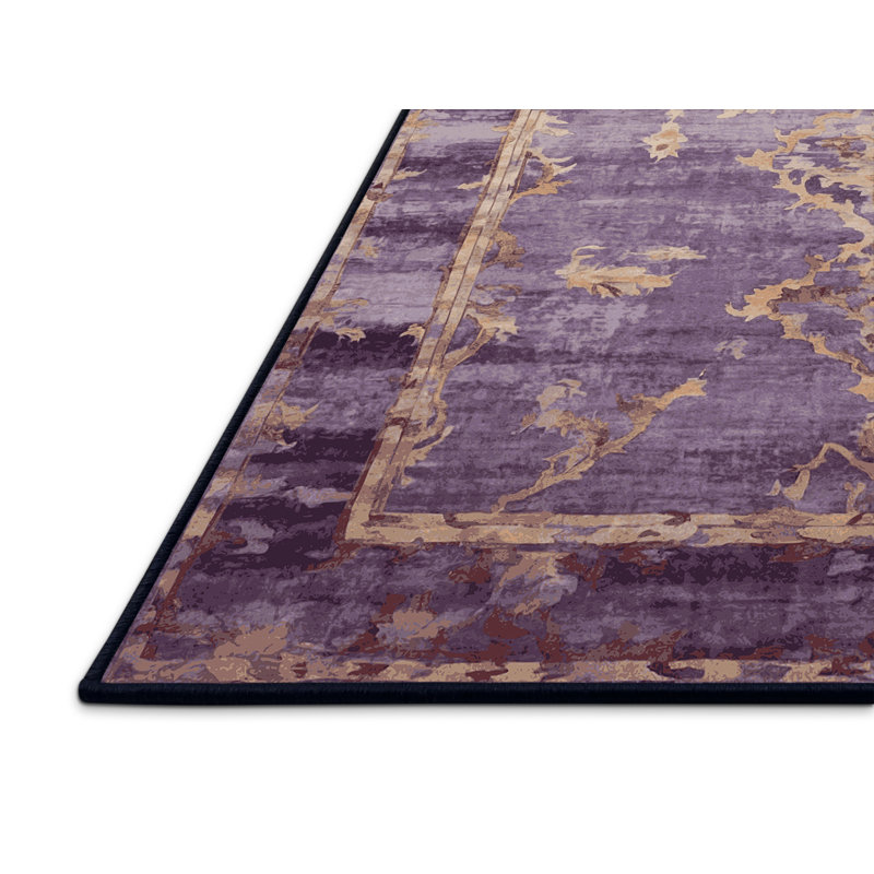 Tapis mauve soyeux et moelleux, Rond 3 pi